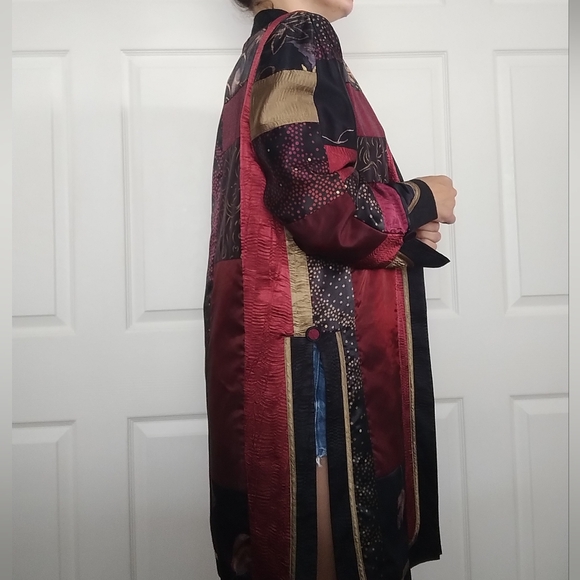 Jeanne Marc Vintage Printed Patchwork Duster Jacket Kimono - Picture 7 of 9
